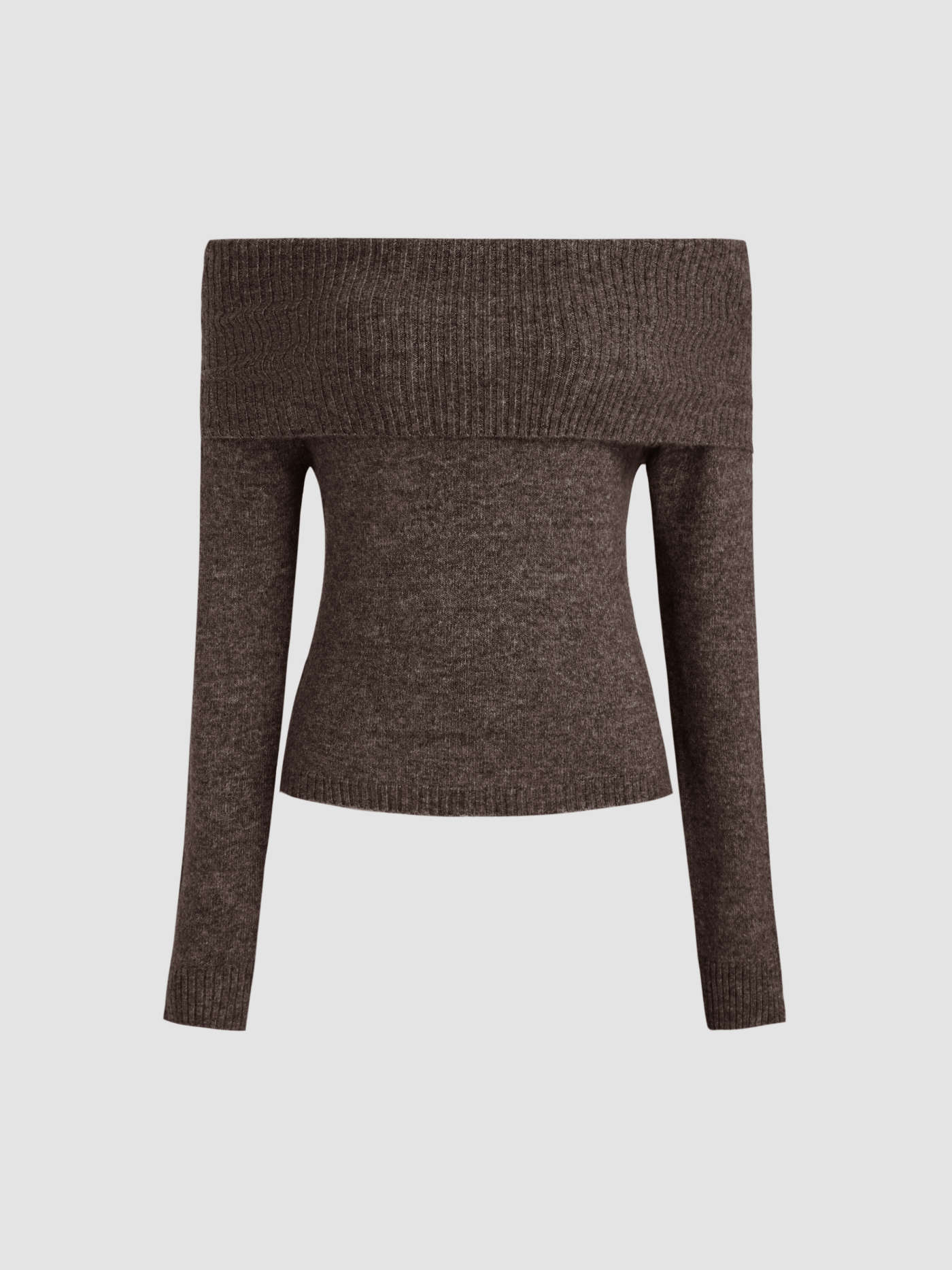 City Chic Knit Fabric Off-shoulder Knitted Long Sleeve Top For Daily Casual Date Coffee Shop