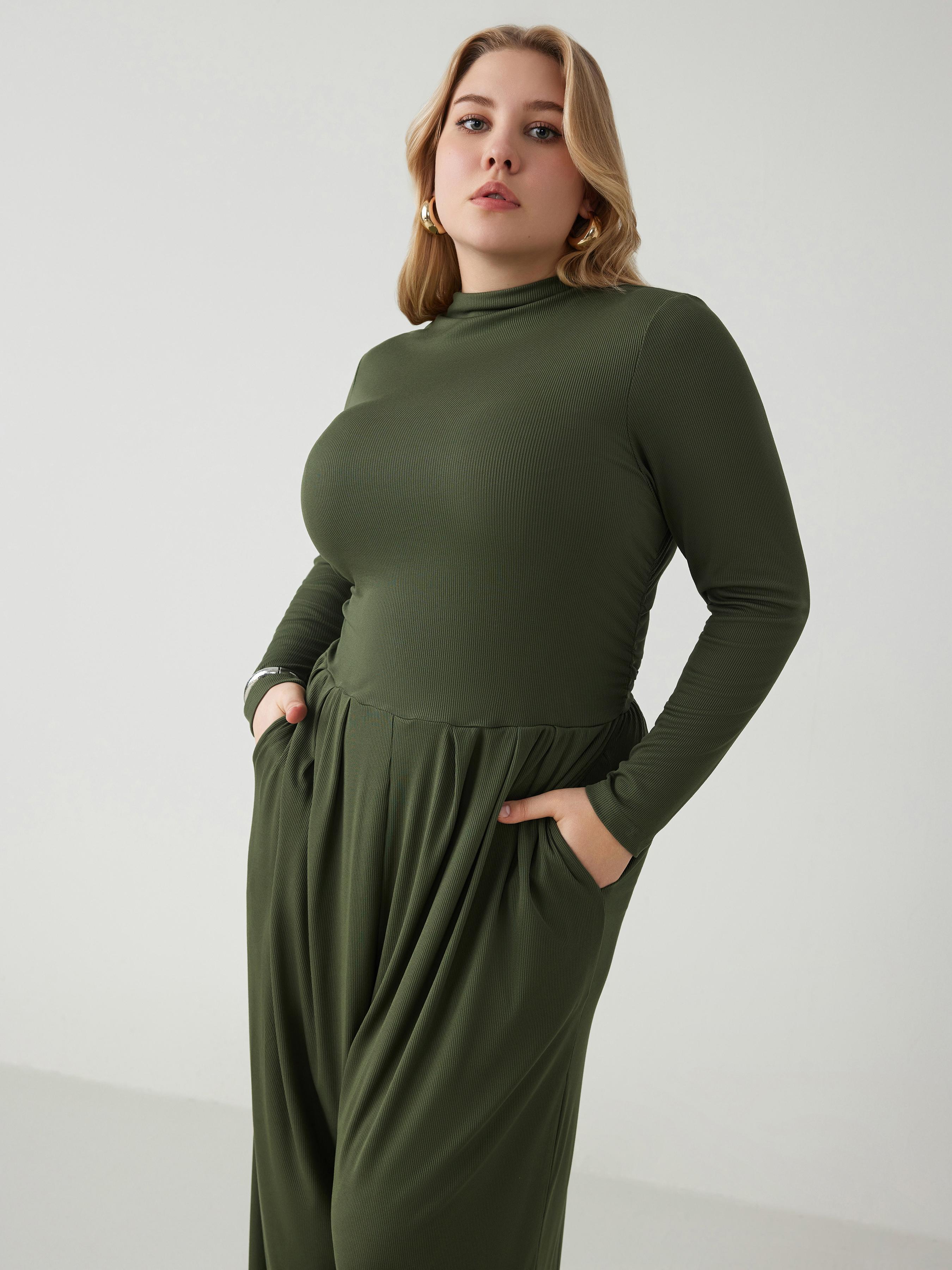 Plus size pleated store jumpsuit