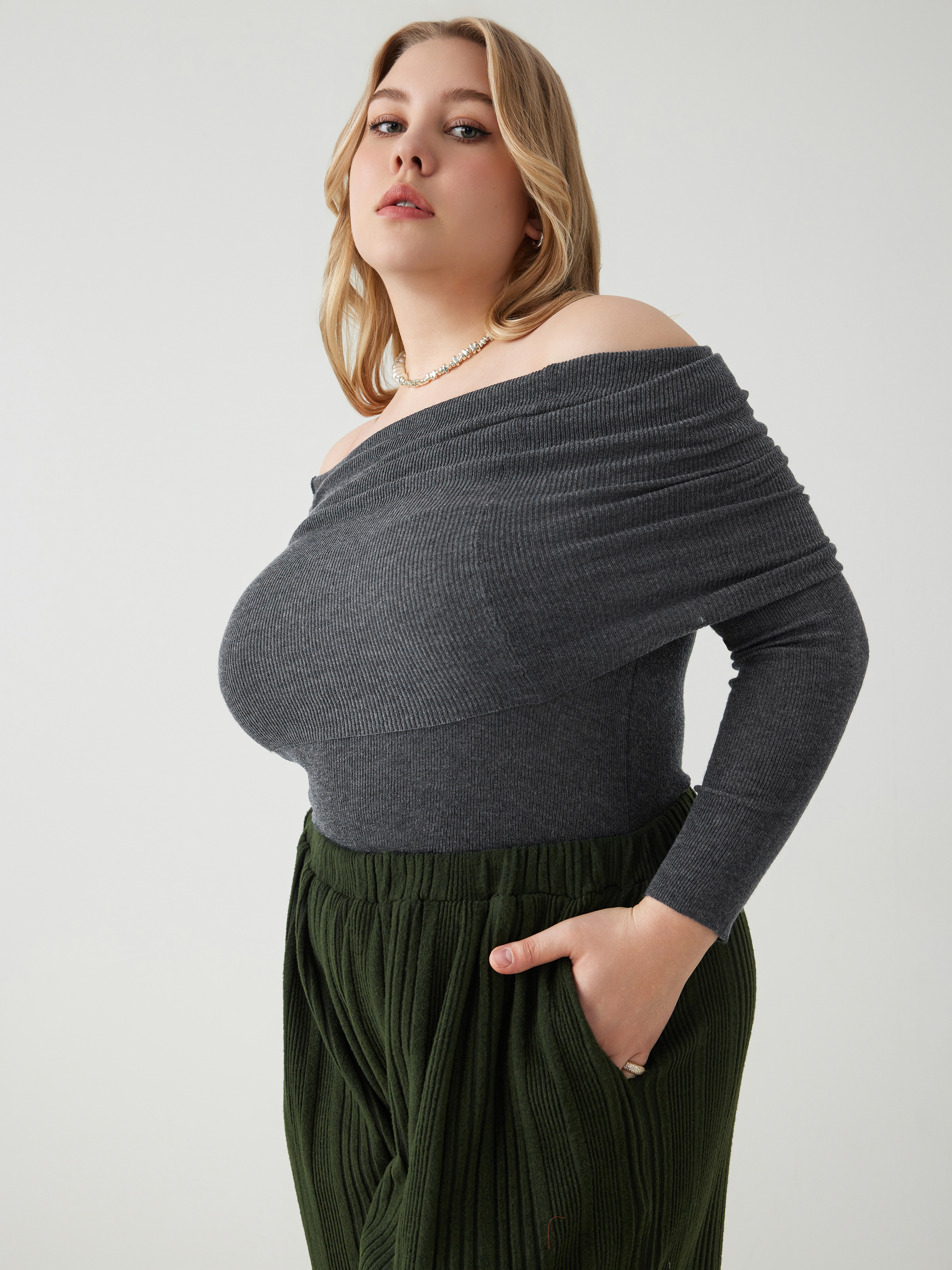 Cider • Mimi Cuttrell Wool-blend Off-shoulder Ruched Knit Long