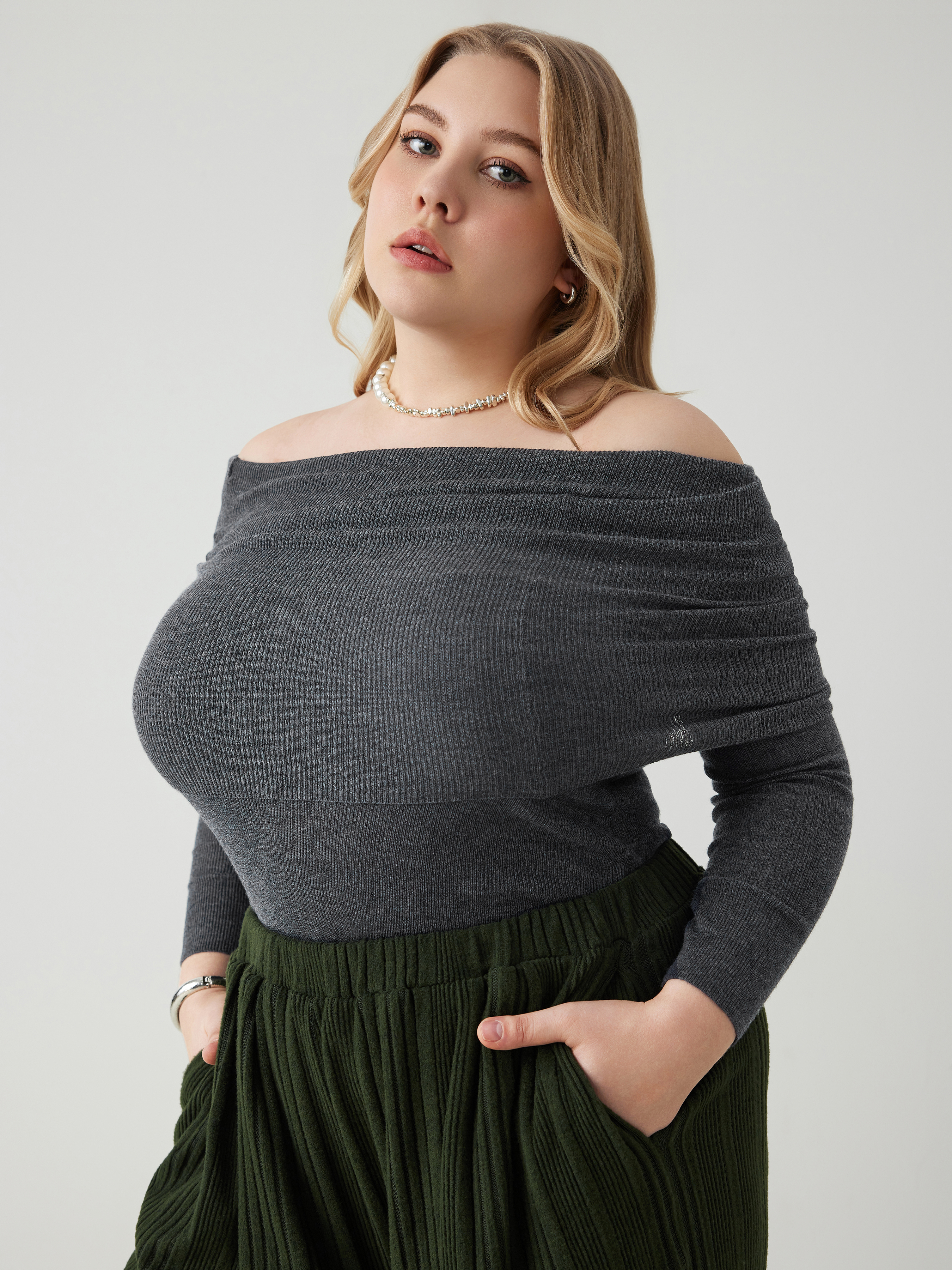 Cider • Mimi Cuttrell Wool-blend Off-shoulder Ruched Knit Long