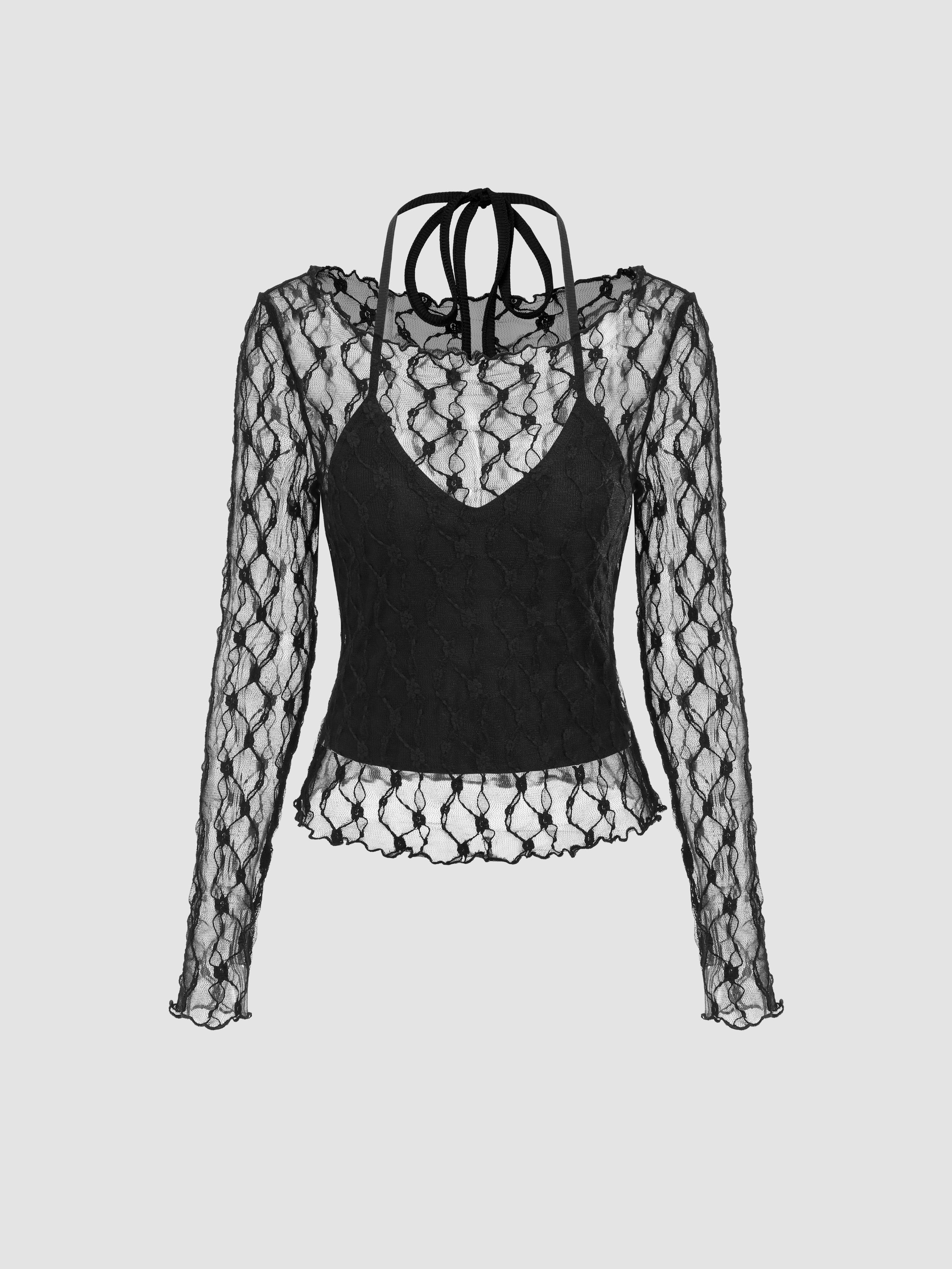 EDIKTED Layered Lace Long Sleeve T-Shirt | Nordstrom