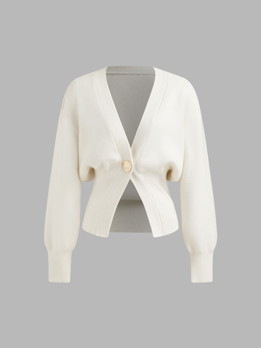Strick V-Ausschnitt Metallic-Knopf Strickjacke
