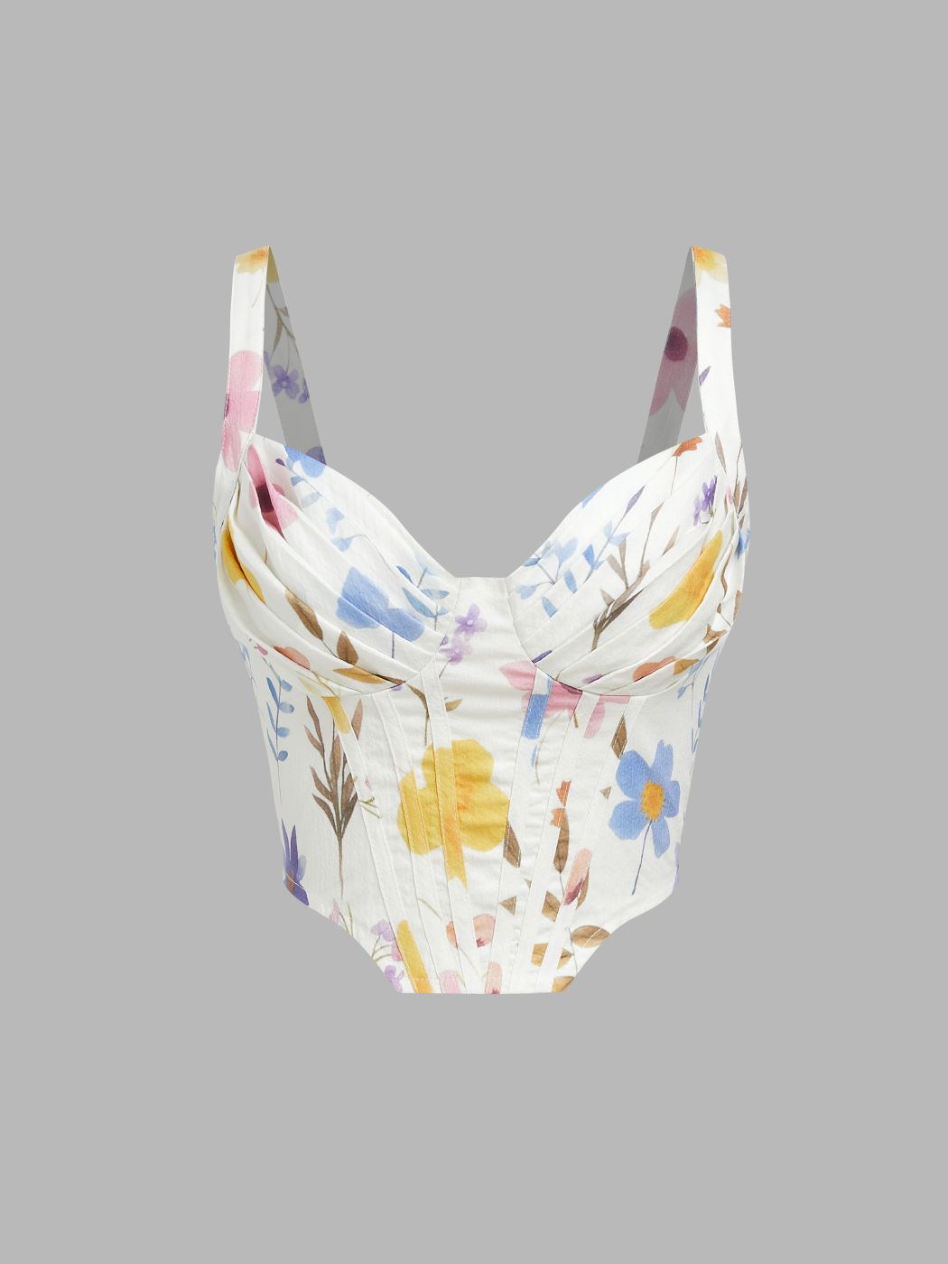 Color Floral Corset Tank Crop Top