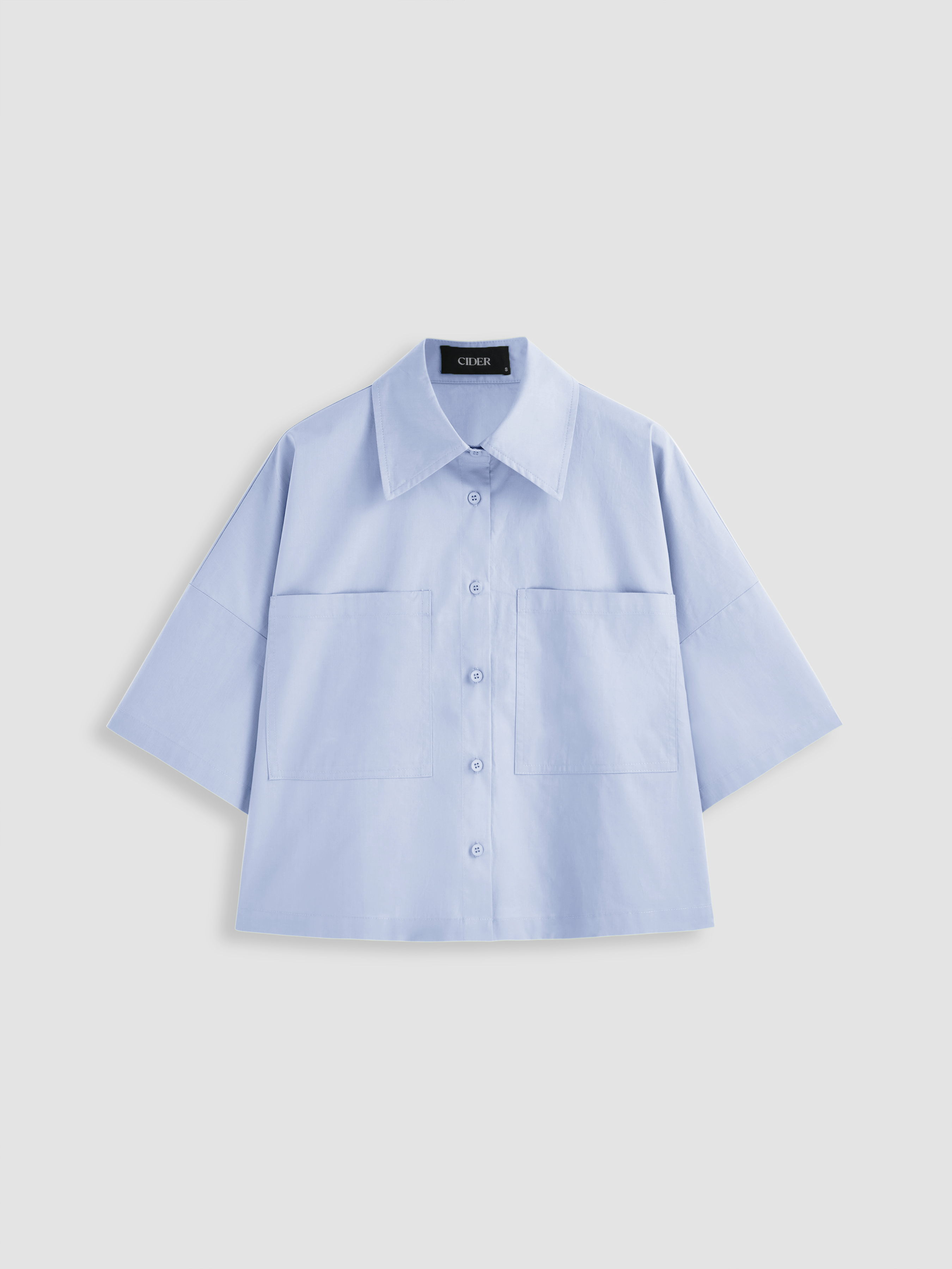 Crop Tops à Manches Courtes, Col et Poches Uniques