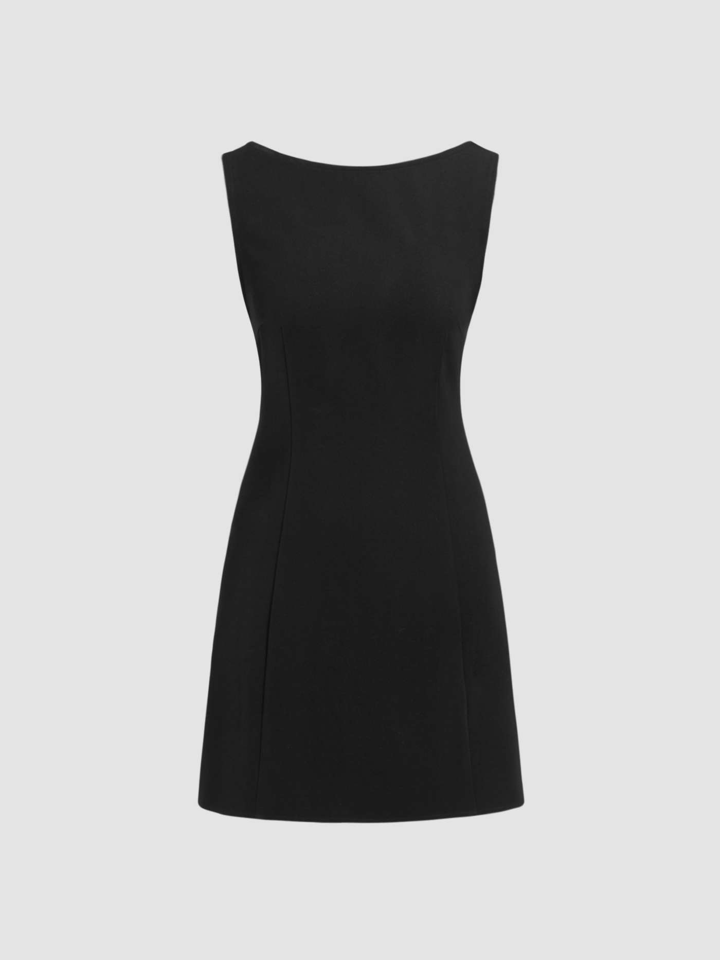 Boat Neck Solid Mini Dress