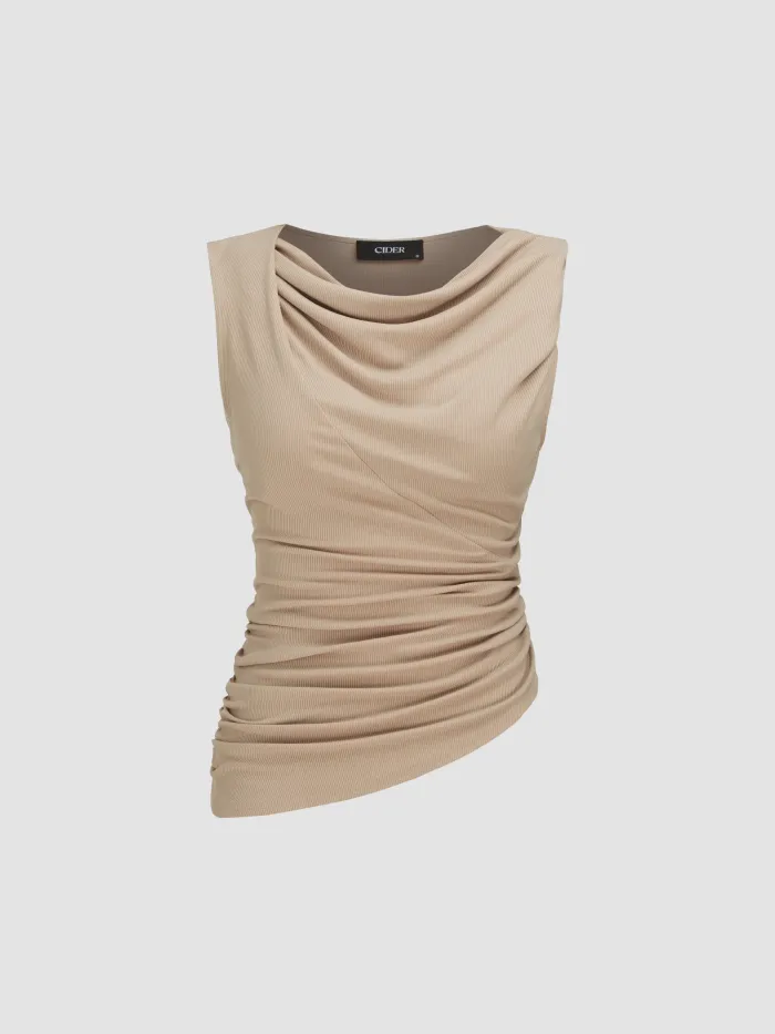 Solid Two Piece Knit Tank Top & V-Neck Collar Long Sleeve Top