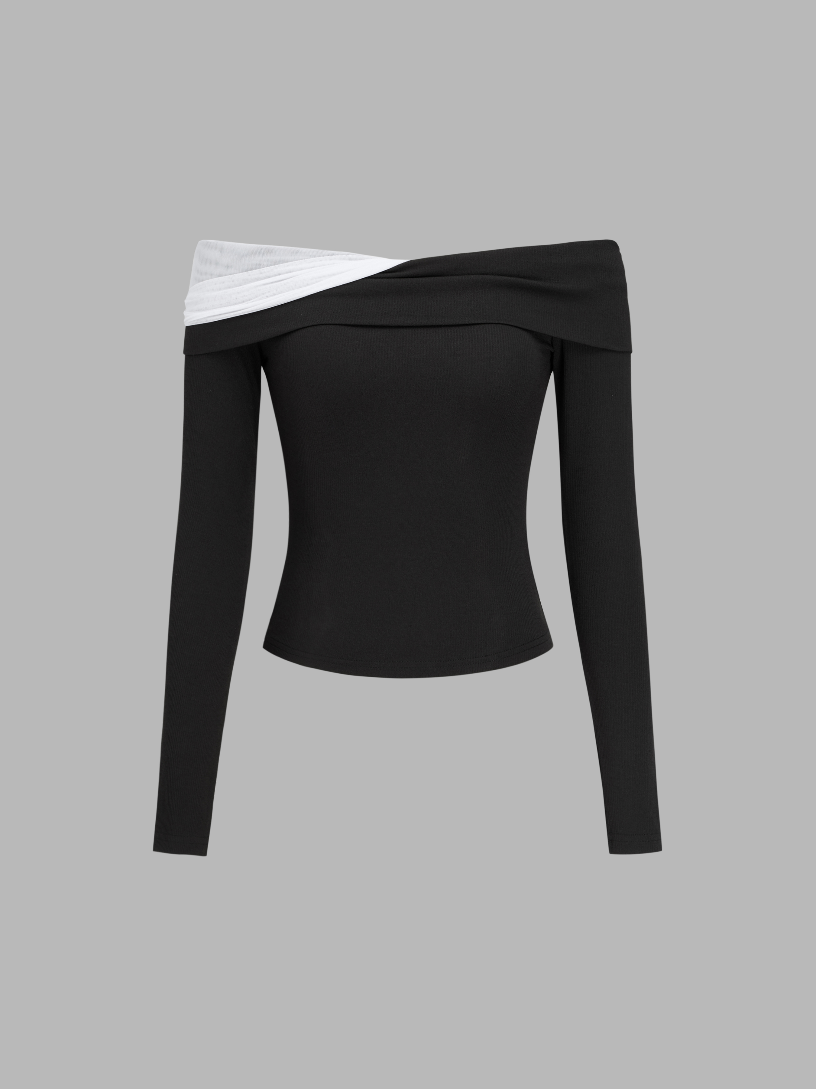 トップス theredthread S twist off shoulder tops Knit Fabric Twist Off-shoulder Knitted Top For Date Coffee