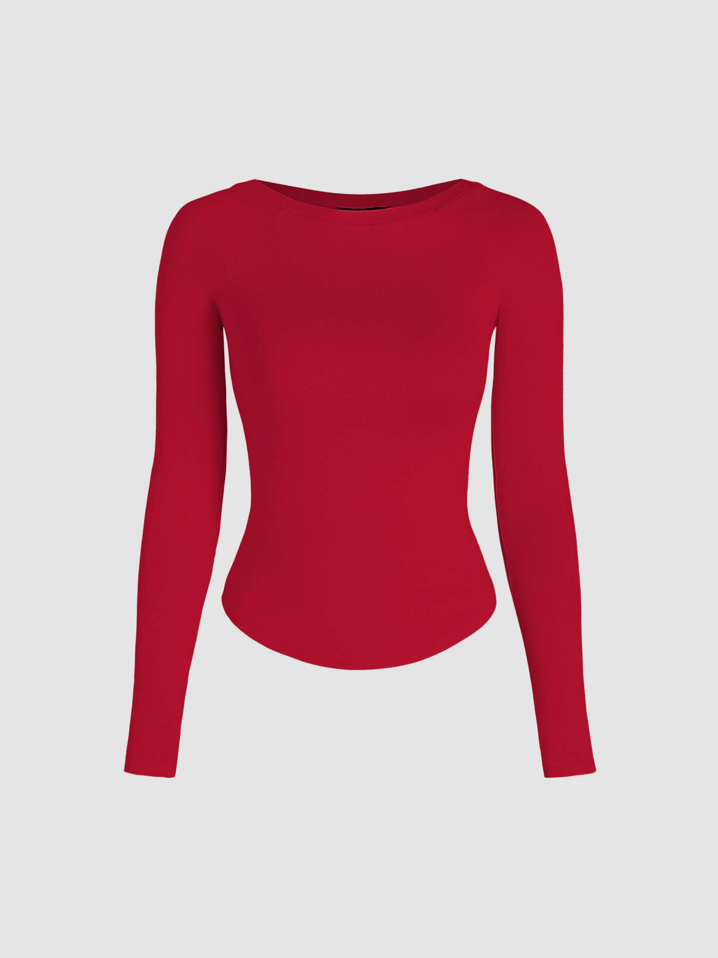Round Neckline Solid Long Sleeve Tee