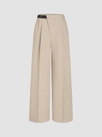 Mid Rise Belted Straight Leg Trousers