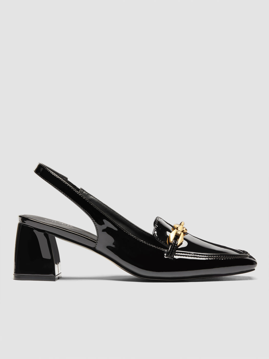 Horsebit Square Toe Slingback Chunky Heels