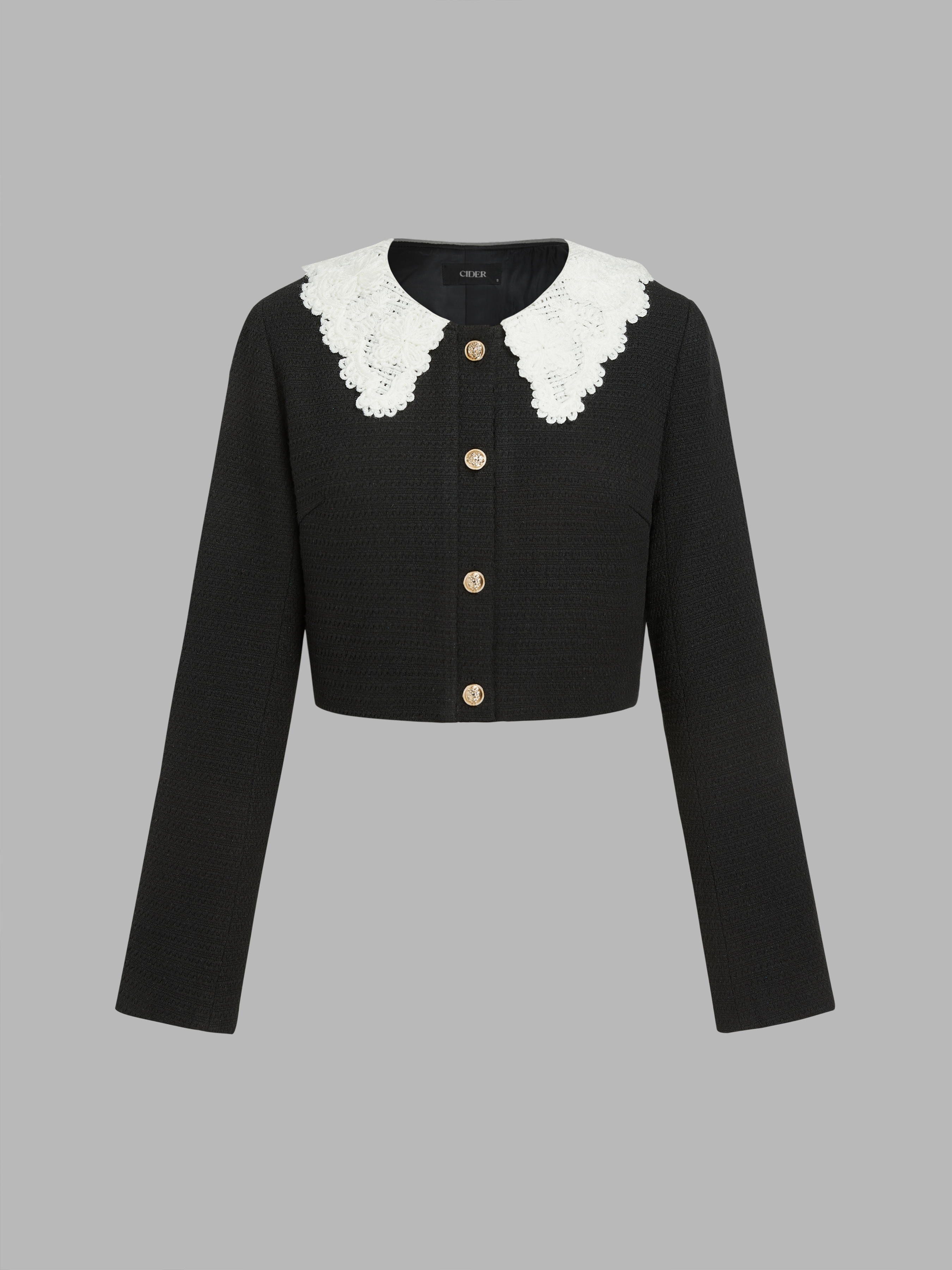 Woven Doll Collar Button Jacket - Cider