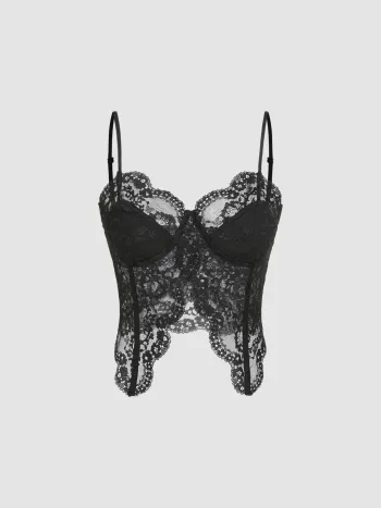 Lace Sweetheart Corset Crop Tank Top