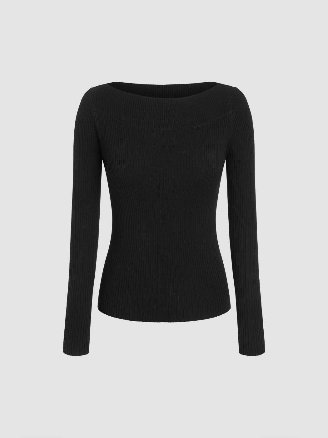 black boat neck long sleeve top