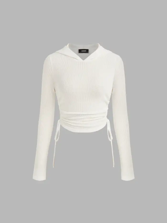 Cotton-blend Lace Trim Curved Hem Hoodie