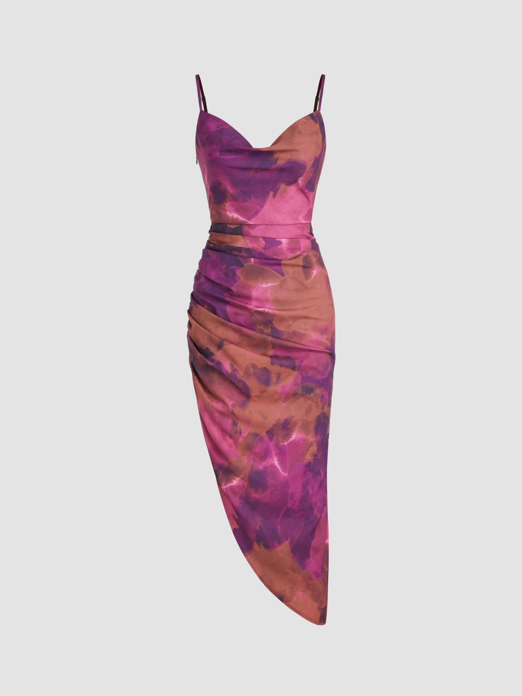 Sweetheart Gradient Asymmetrical Ruched Midi Dress