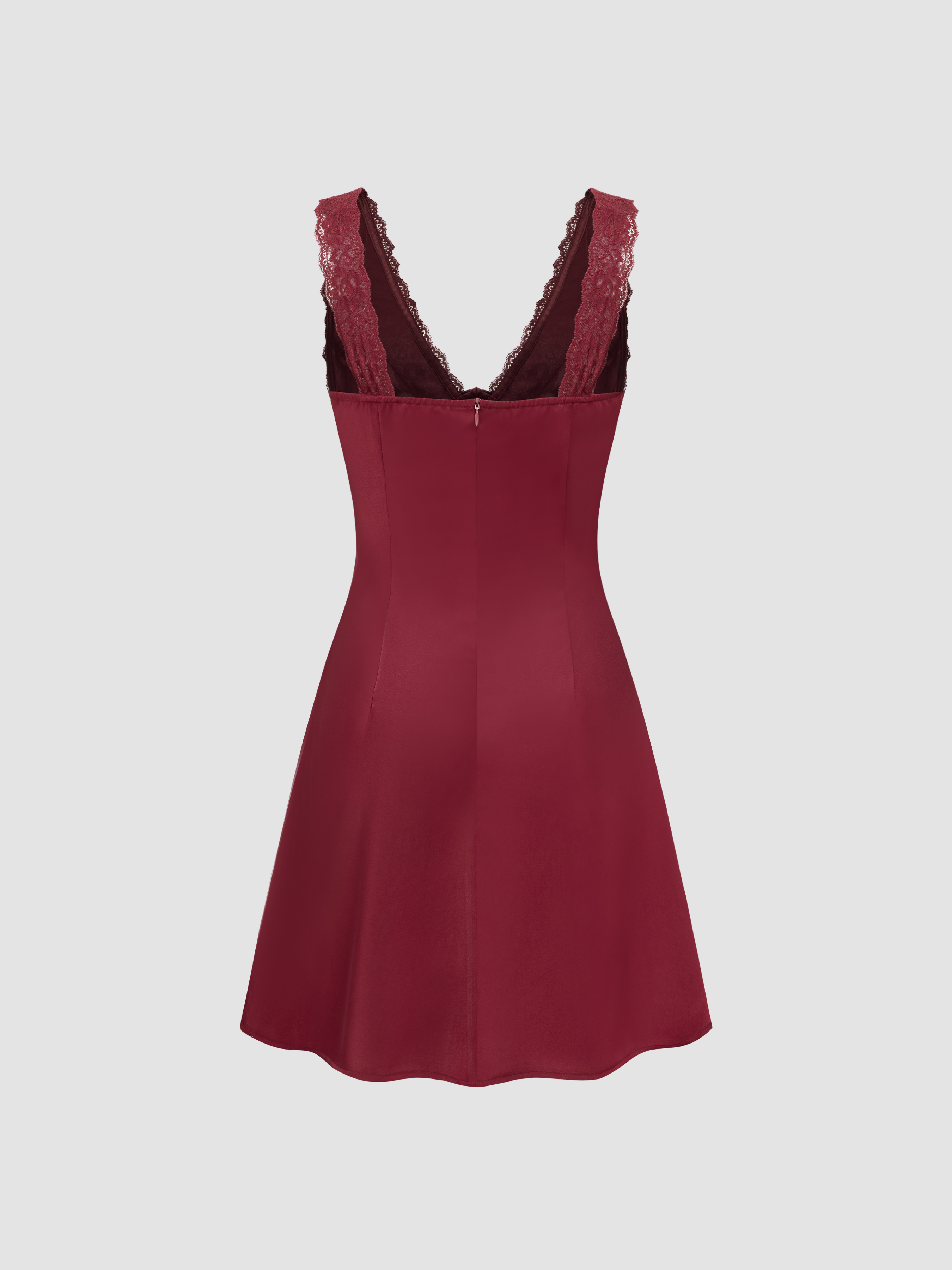 Woven V-neck Lace Bowknot Mini Dress For Date Party/Clubbing