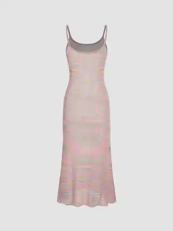 Knit Scoop Neck Striped Midi Dress