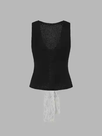  Kontrastierende Spitze Geknotete Strickweste