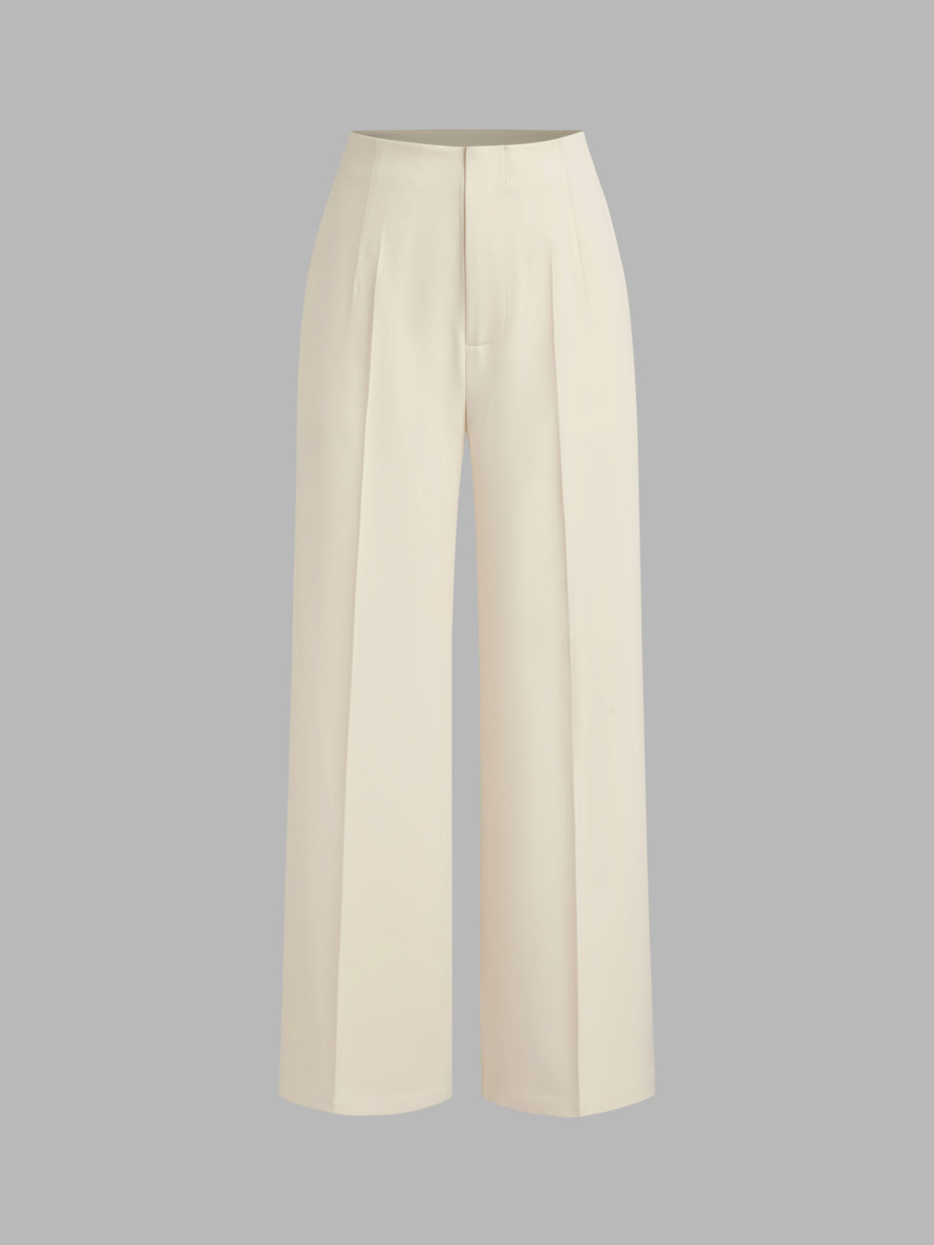 High Waist Solid Pleated Straight Leg Trousers