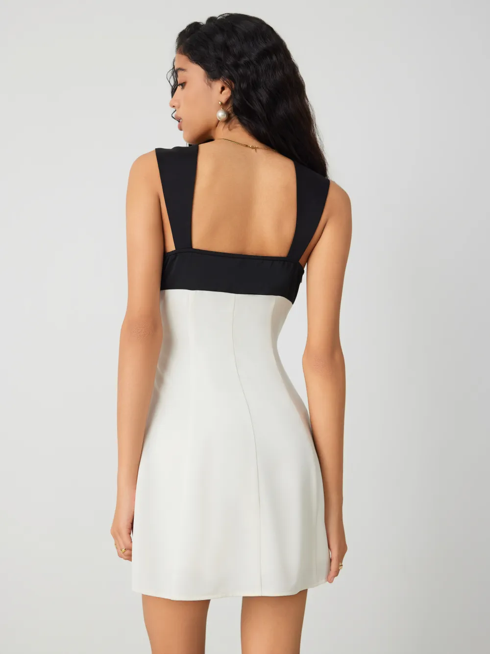 Two Tone Zipper Ruffle Mini Dress