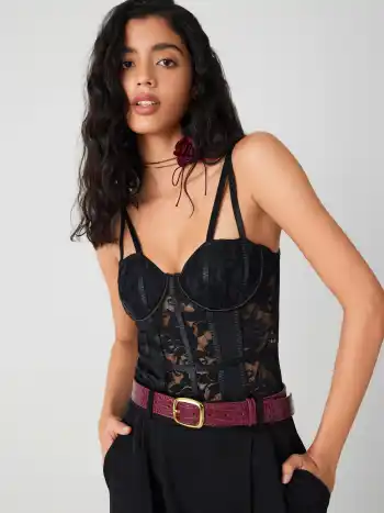 Lace Sweetheart Floral Corset Bodysuit