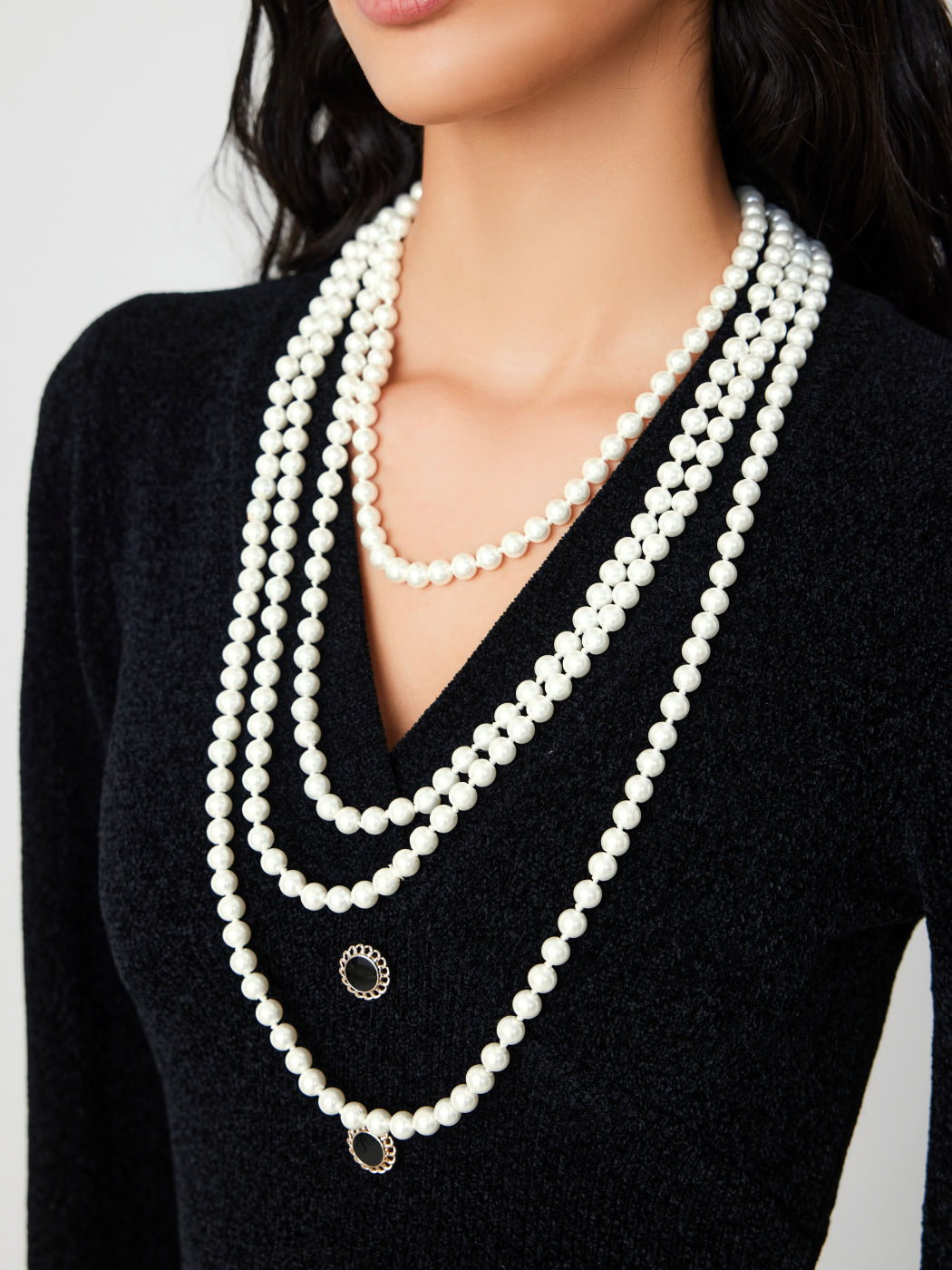 2pcs Faux Pearl Long Necklace 