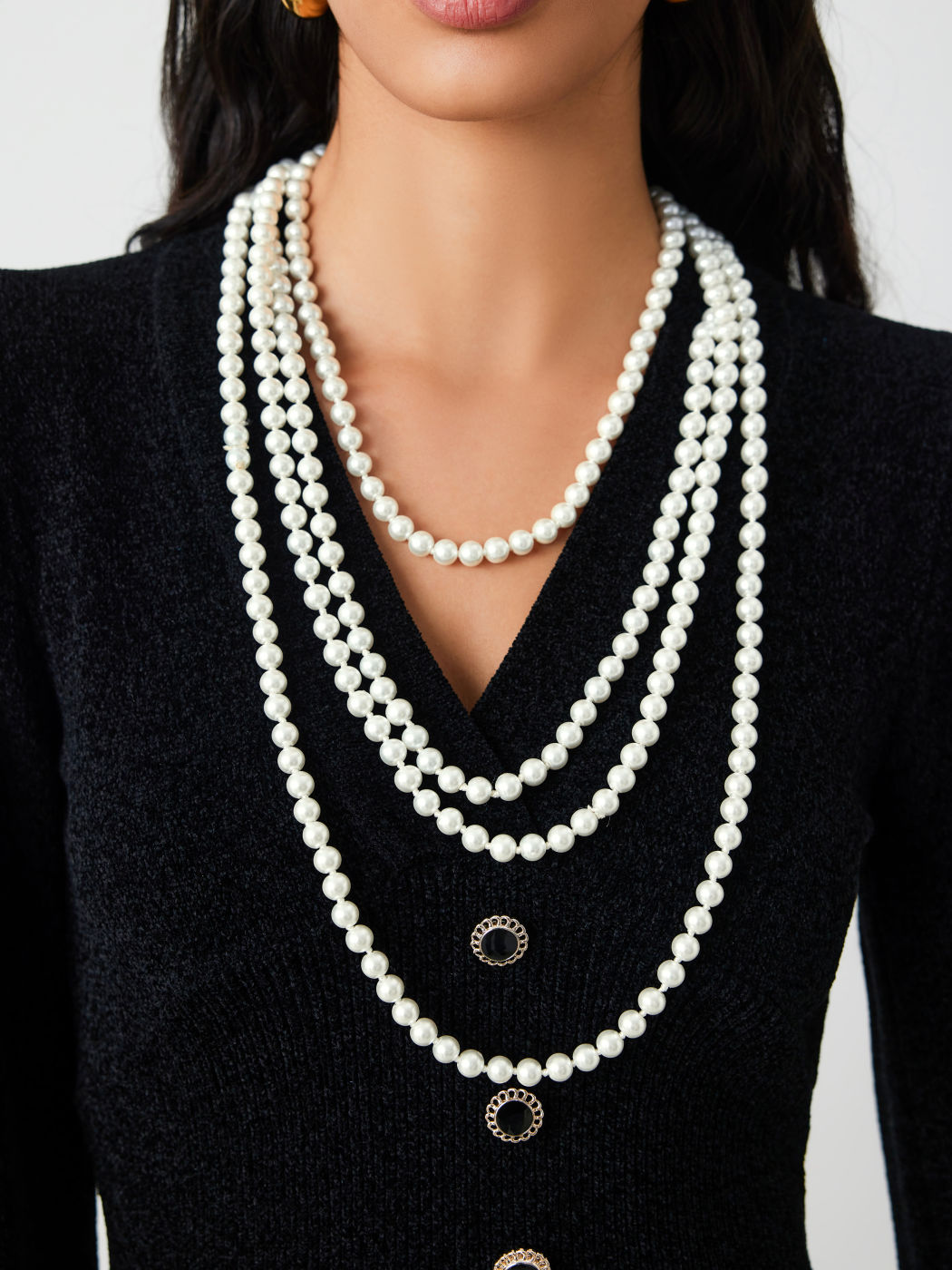 2pcs Faux Pearl Long Necklace 