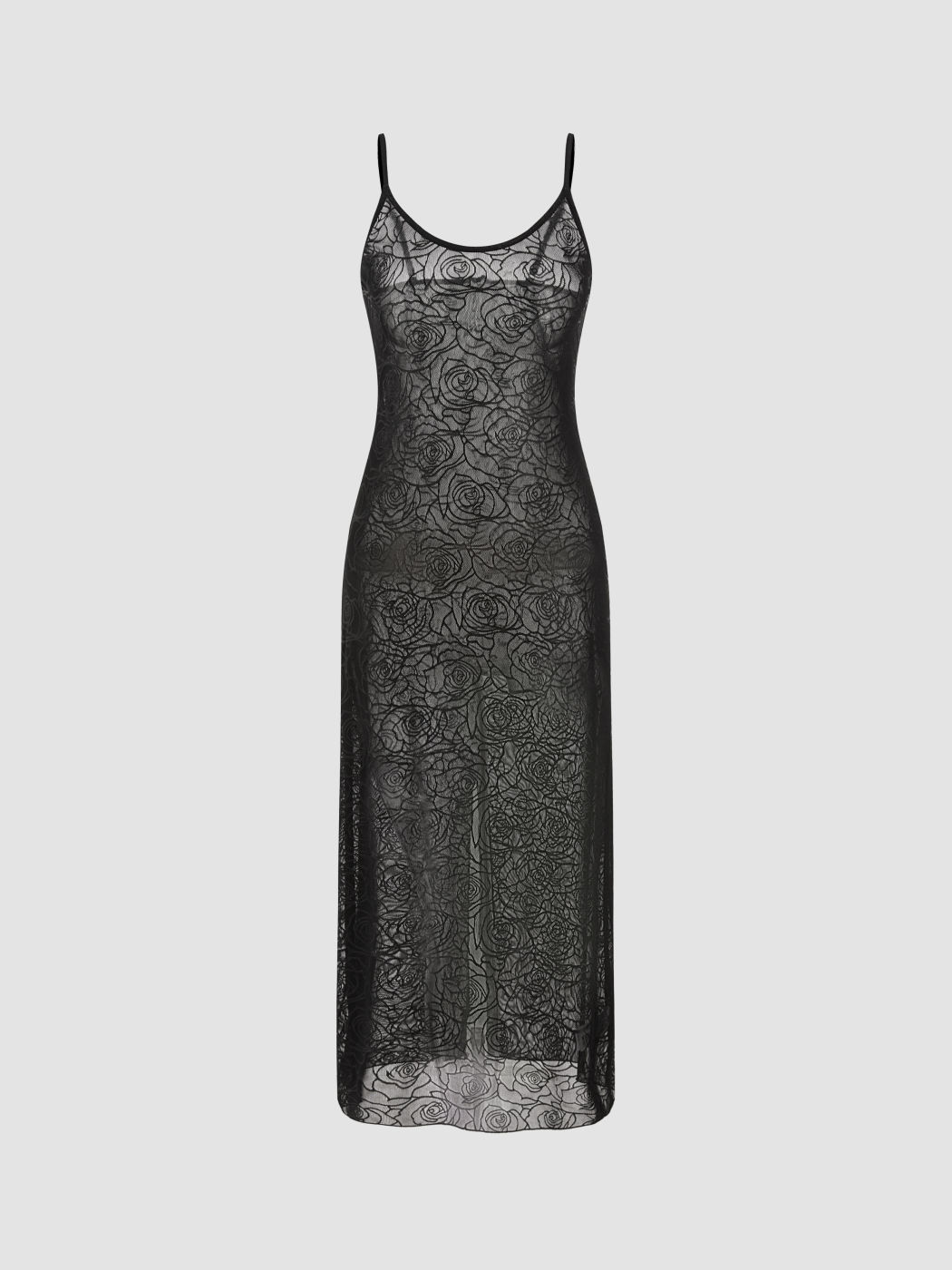 See-Through Rose Floral Split Cover Up Dress