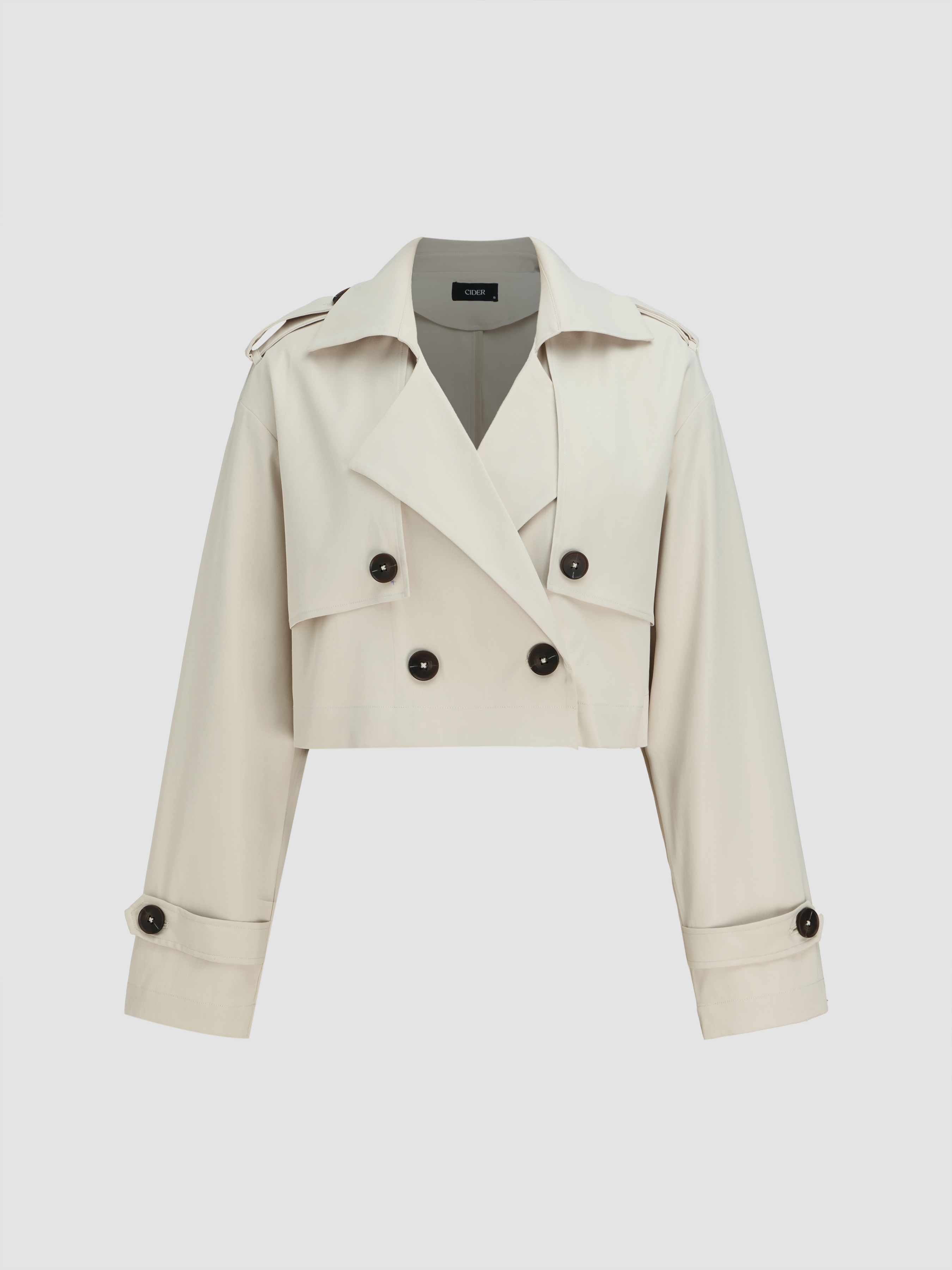Collar Solid Button Trench Coat For Daily Casual Work
