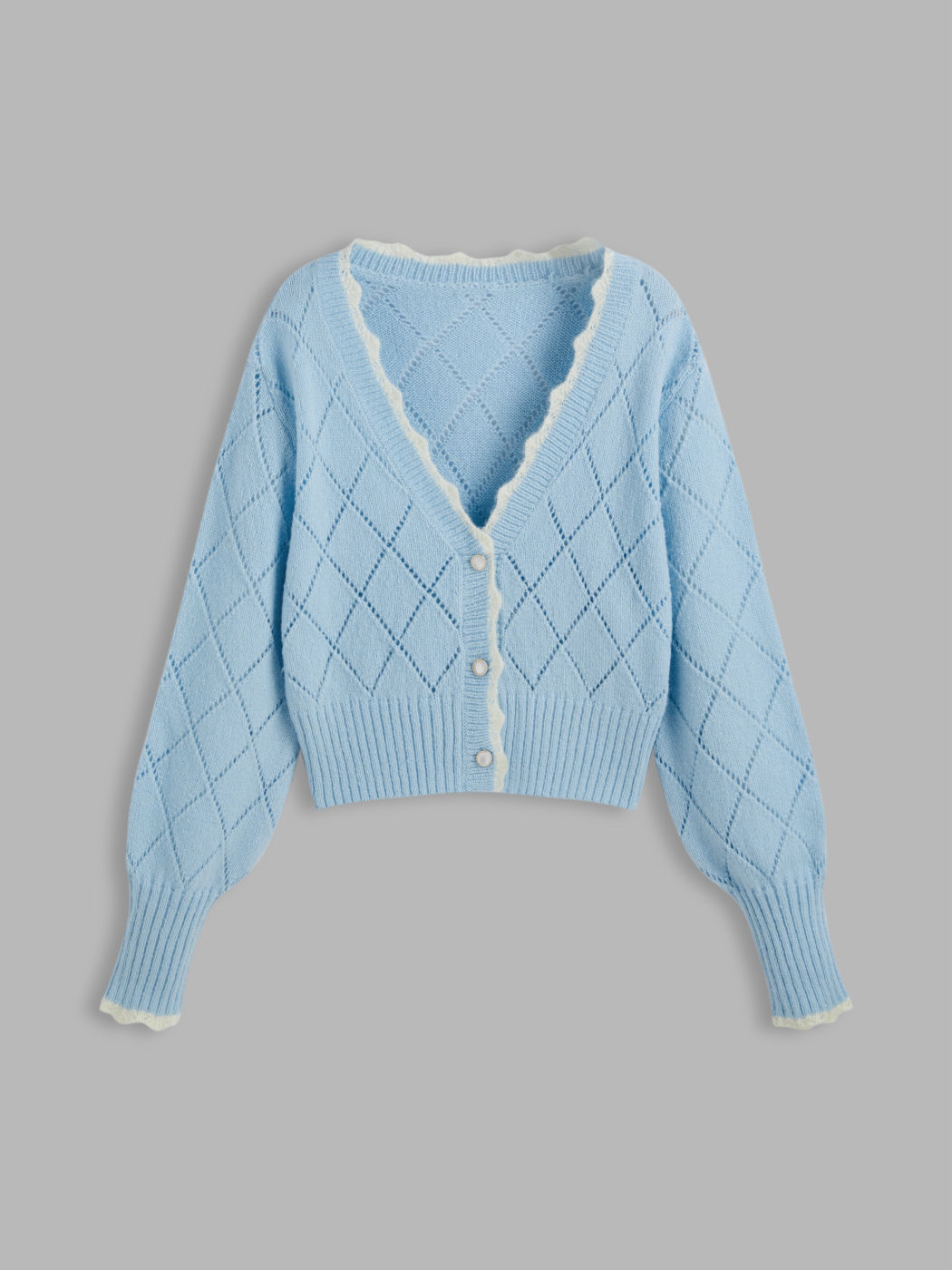 Knit V-neck Contrasting Binding Button Cardigan For Daily Casual ...