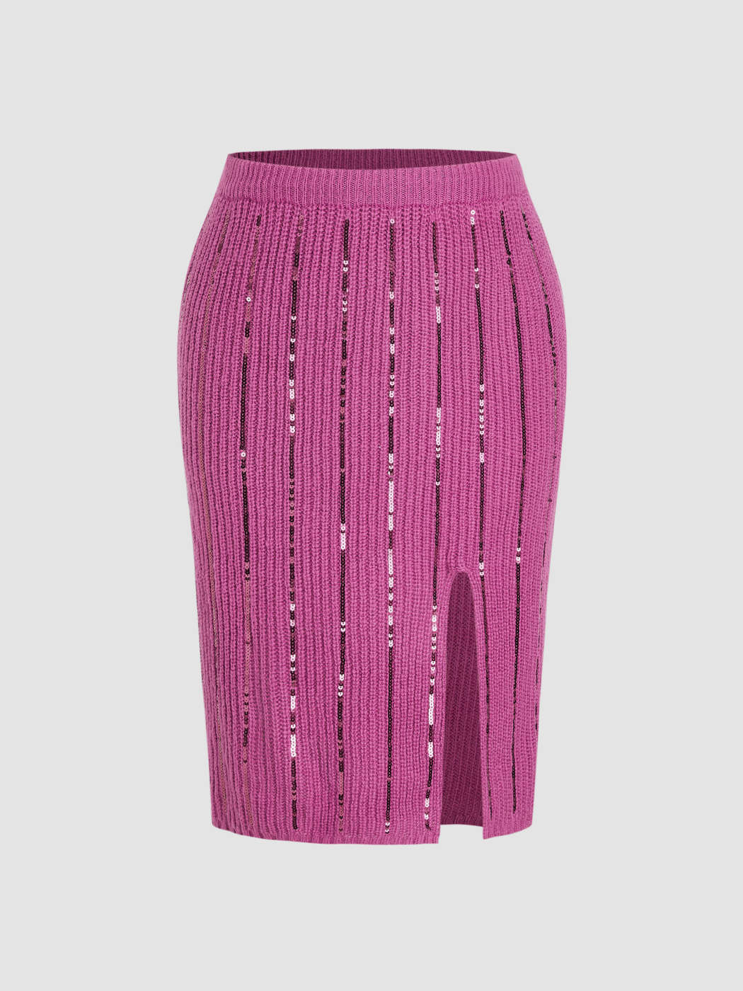 Tessuto in maglia Gonna midi in misto lana con strisce di