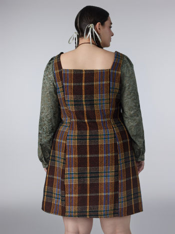 Tweed Square-Neck Button Mini Dress