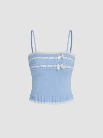 Strick Schleife Crop Cami Top