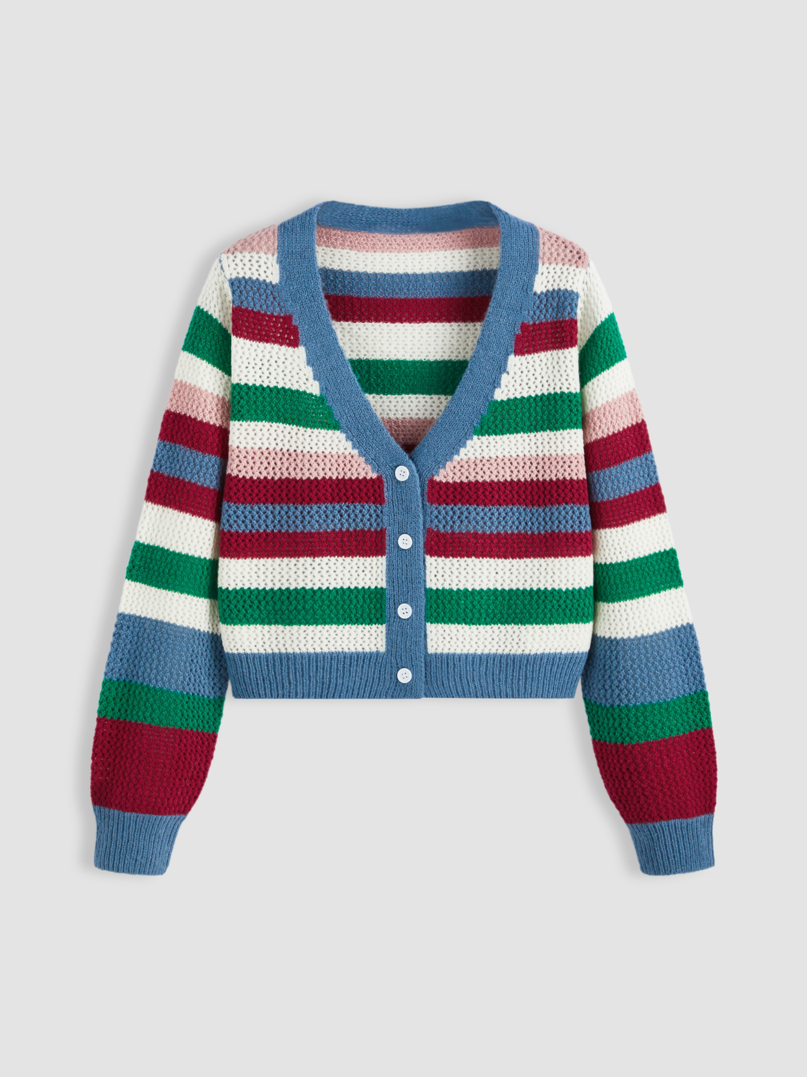 Knit V-neck Striped Cardigan
