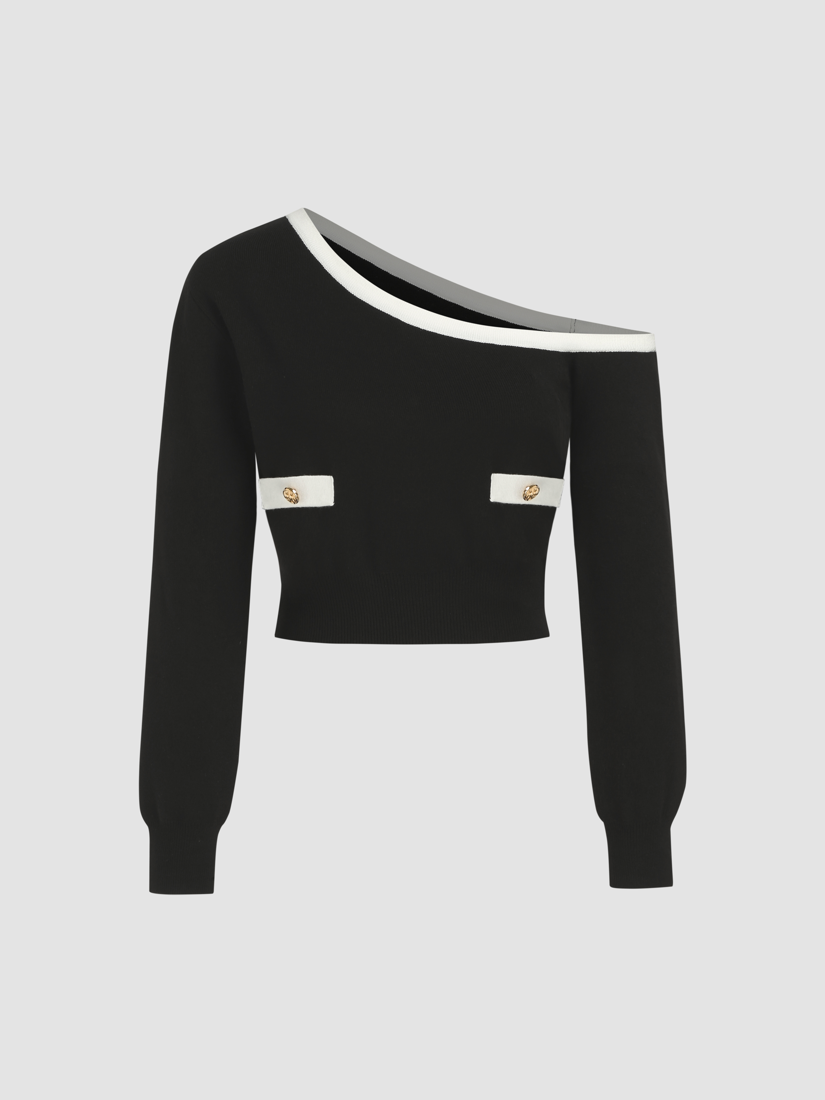 Asymmetrical Side-Tie Knit Top main image 0