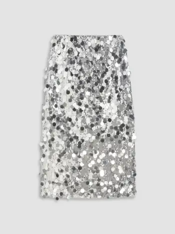 Gonna midi spacco con paillettes a vita media