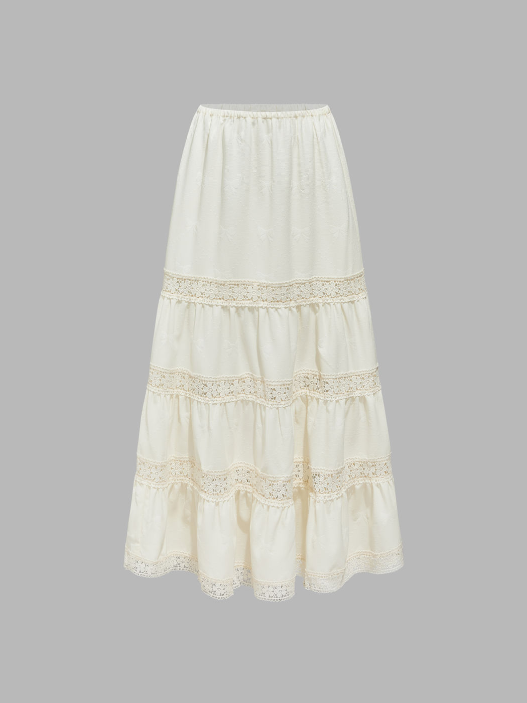 Woven Mid Rise Floral Ruffle Hem Tiered Maxi Skirt