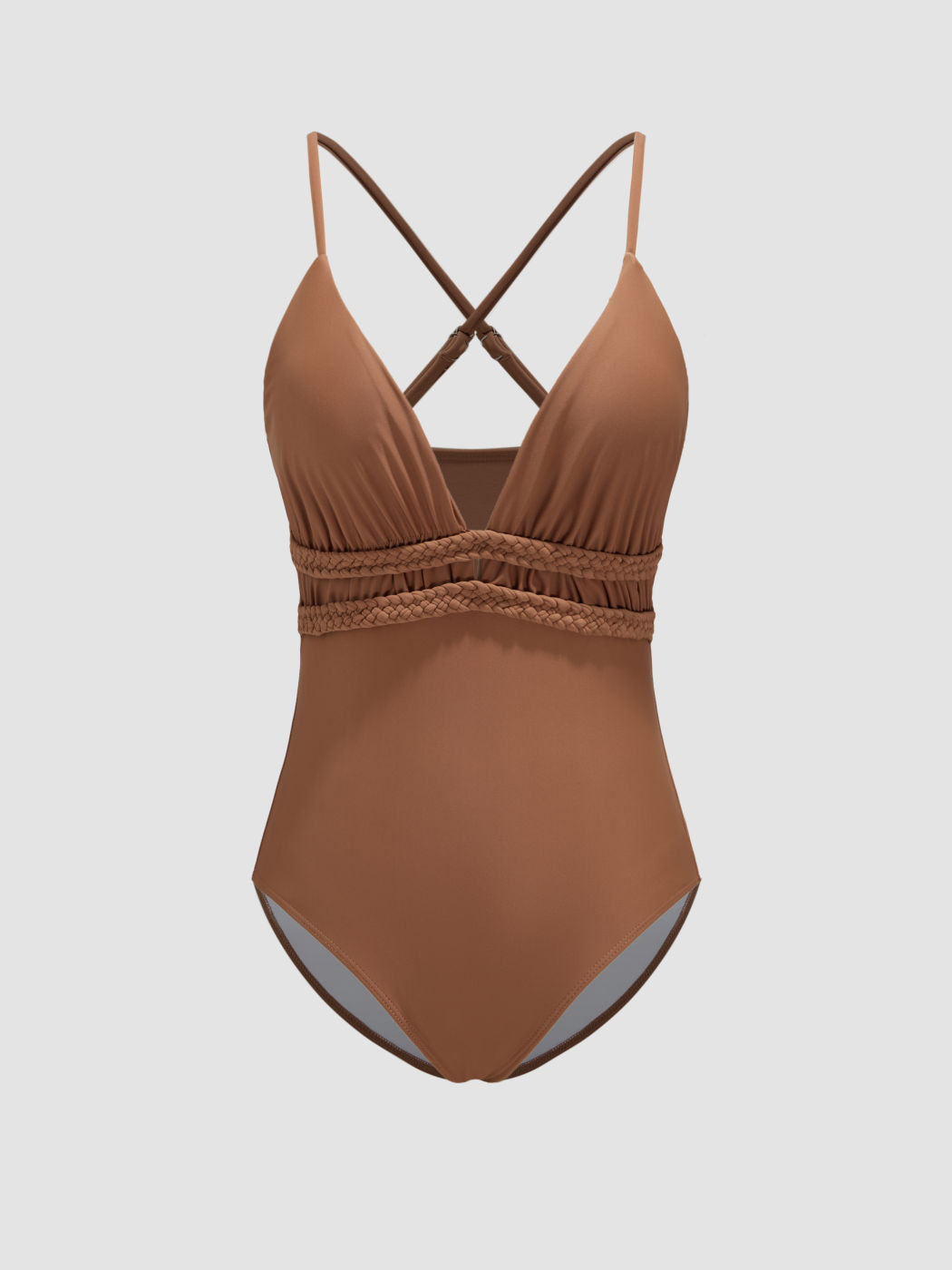 Shaping Criss Cross Solid One Piece Swimsuit