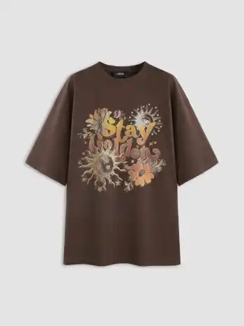  Bleib Golden Terry Rundhalsausschnitt Grafik T-Shirt