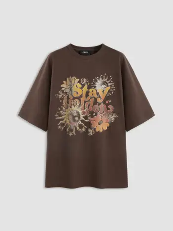Maglietta grafica con scollo rotondo Stay Golden Terry