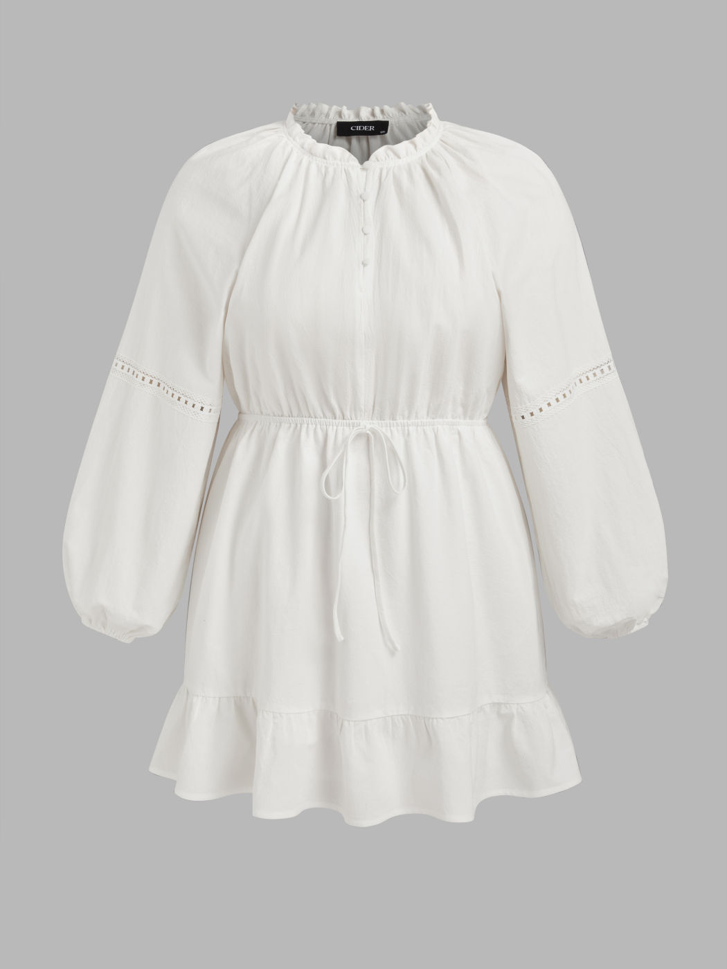 Round Neck Solid Ruffle Mini Dress Curve & Plus