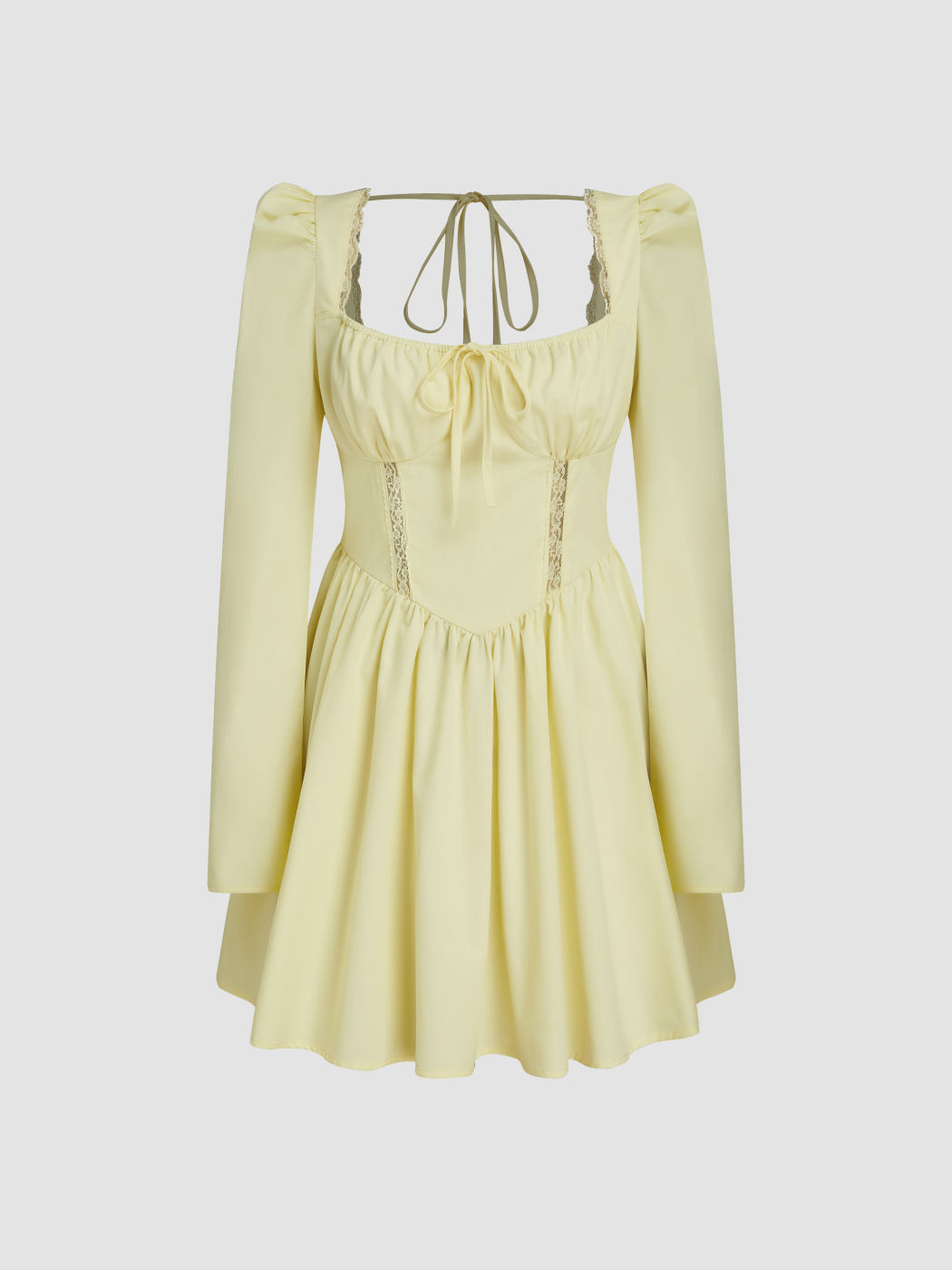 Square Neck Ruffle Hem Mini Dress