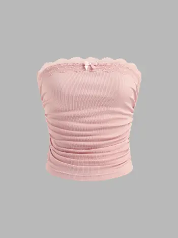Crop top a tubo increspato solido