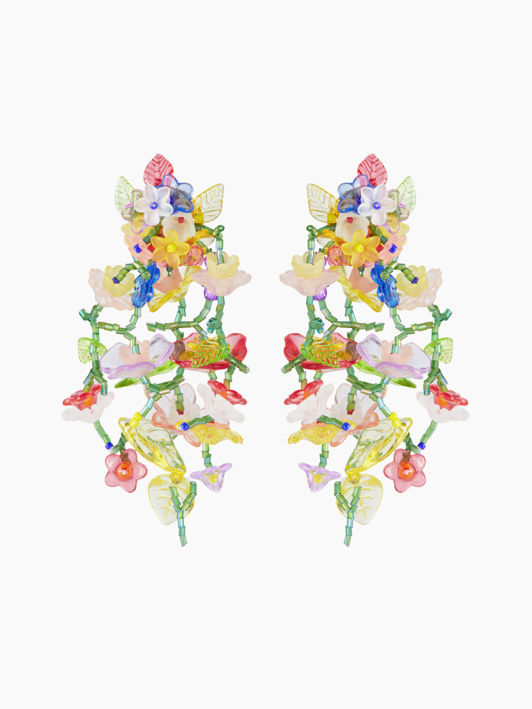 Multicolor Floral Beaded Drop Earrings