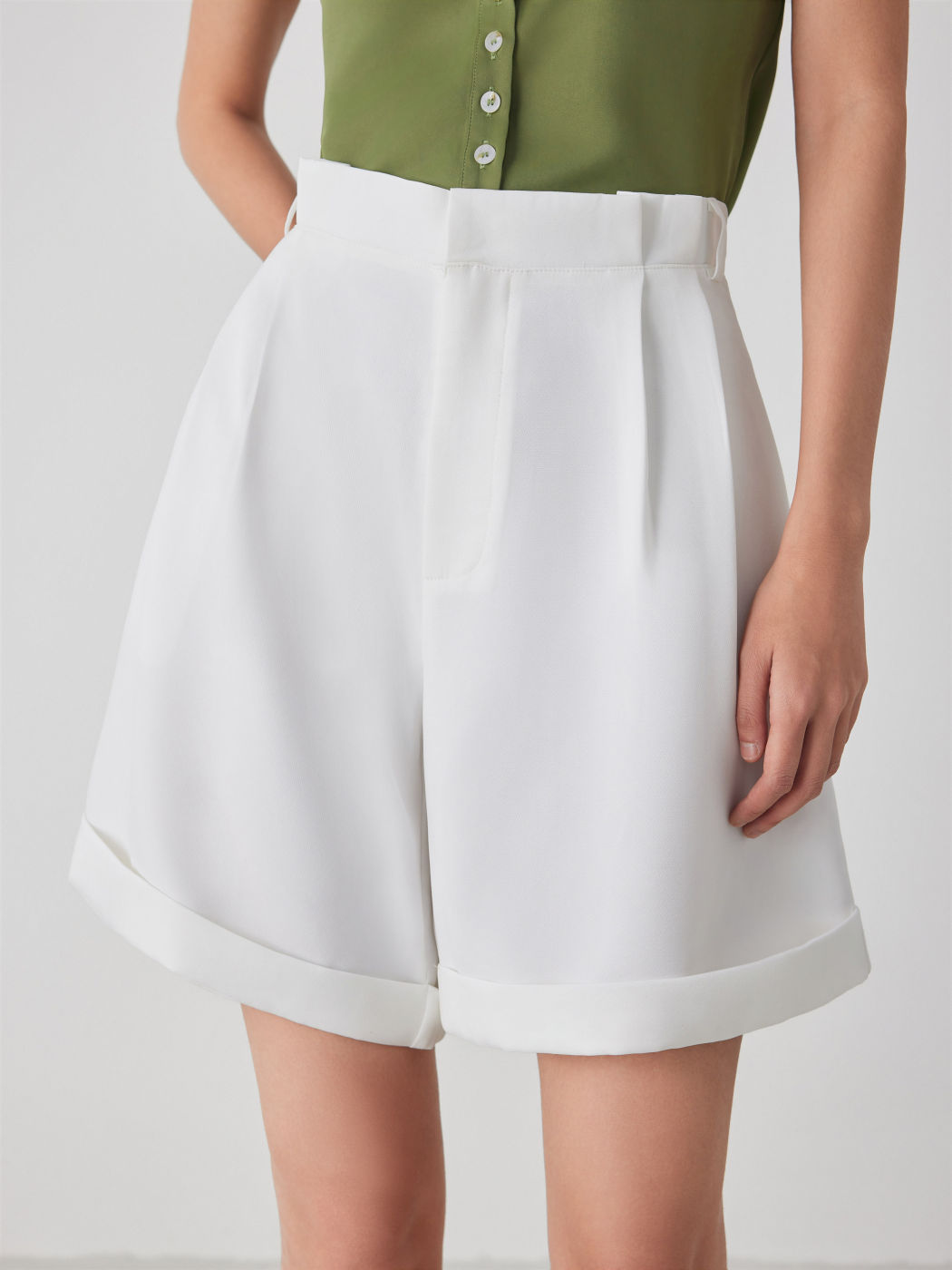 High Waist Wide Leg Bermuda Shorts
