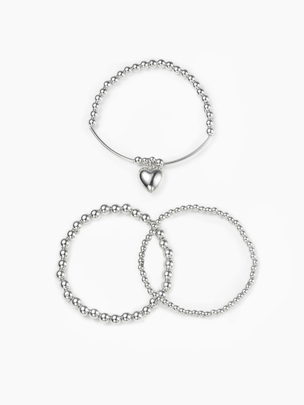 Set di braccialetti con perline e cuori 3 pezzi
