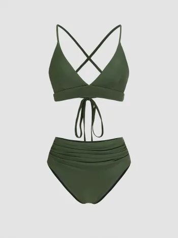 V-Ausschnitt Rückenbindung Formender Bikini