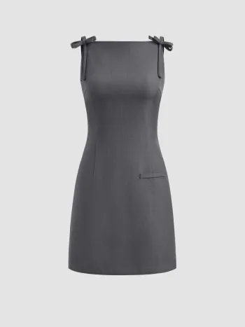 Bowknot Zipper Mini Dress
