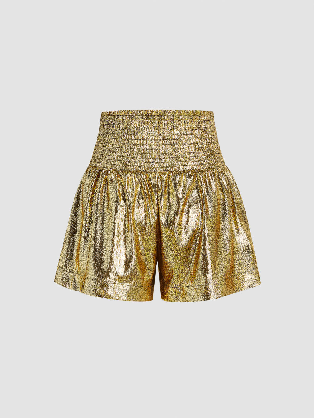  High Rise Textur Metallische Shorts