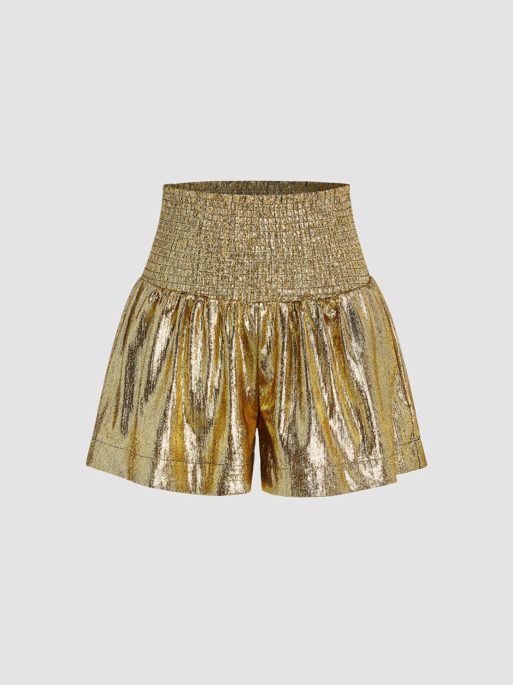  High Rise Textur Metallische Shorts